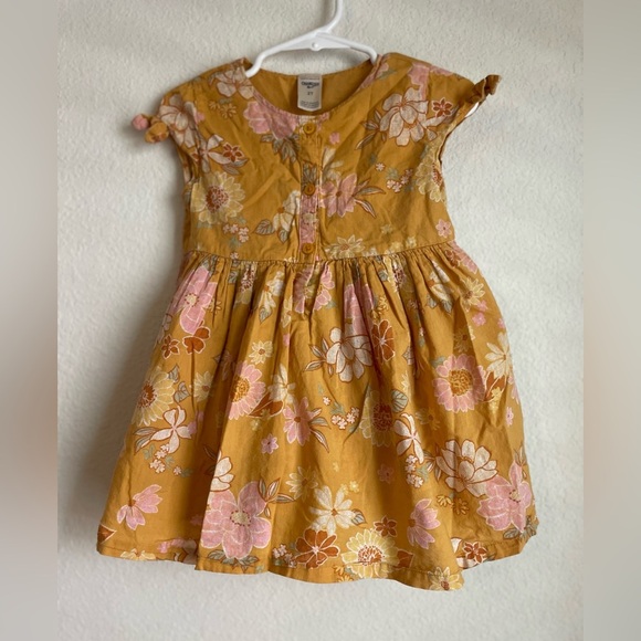 OshKosh B'gosh girls floral Yellow and Pink Flutter Sleeve Sundress size 2T - Picture 5 of 6